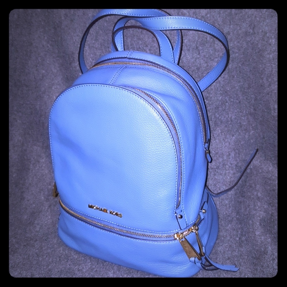 Michael Kors light blue leather backpack
